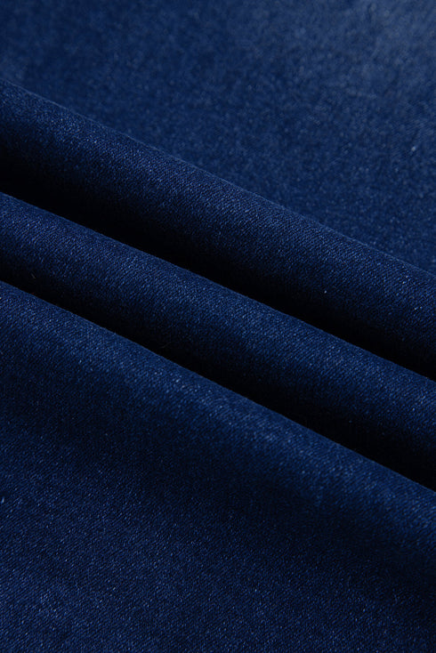 High Rise Patch Pocket Wide Leg Cropped Jeans