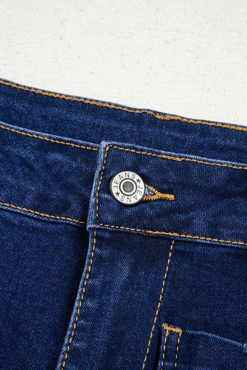 High Rise Patch Pocket Wide Leg Cropped Jeans