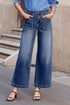 High Rise Patch Pocket Wide Leg Cropped Jeans