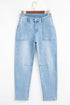 High Rise Relaxed Fit Patch Pocket Barrel Jeans