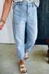 High Rise Relaxed Fit Patch Pocket Barrel Jeans