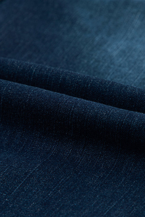 High Rise Ripped Straight Leg Western Denim Jeans
