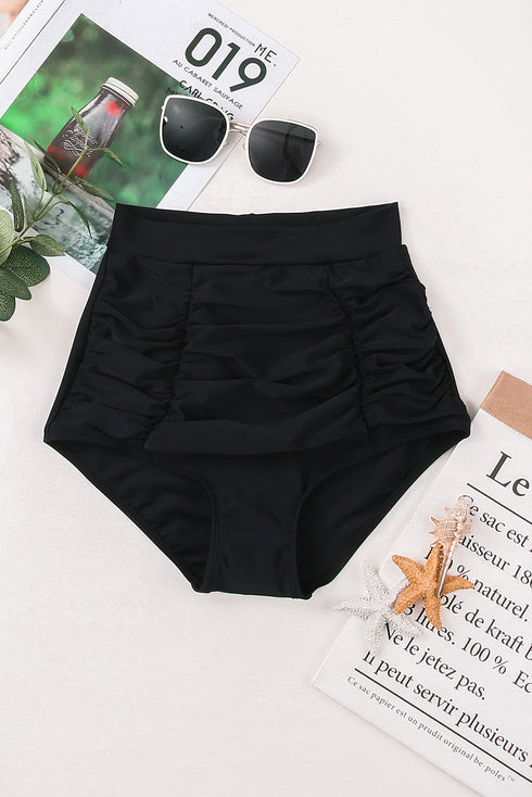 High Rise Ruched Front Bikini Bottom