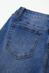 High Rise Straight Loose Raw Hem Cuffed Jeans