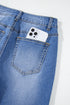 High Rise Straight Loose Raw Hem Cuffed Jeans