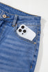 High Rise Straight Loose Raw Hem Cuffed Jeans