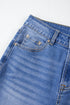 High Rise Straight Loose Raw Hem Cuffed Jeans
