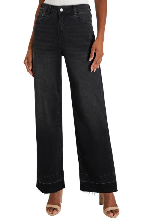High Rise Straight Loose Raw Hem Cuffed Jeans