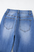 High Rise Straight Loose Raw Hem Cuffed Jeans
