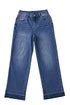 High Rise Straight Loose Raw Hem Cuffed Jeans
