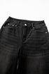 High Rise Straight Loose Raw Hem Cuffed Jeans