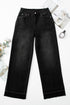 High Rise Straight Loose Raw Hem Cuffed Jeans