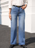 High Rise Straight Loose Raw Hem Cuffed Jeans