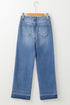 High Rise Straight Loose Raw Hem Cuffed Jeans