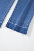 High Rise Straight Loose Raw Hem Cuffed Jeans
