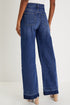 High Rise Straight Loose Raw Hem Cuffed Jeans