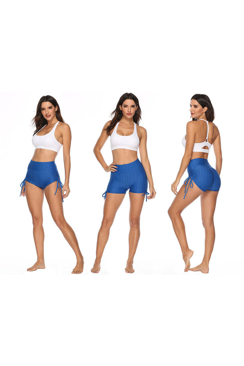 High Rise Textured Ruched Side Tie Shorts