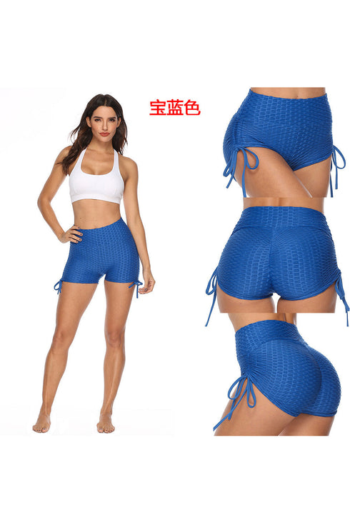 High Rise Textured Ruched Side Tie Shorts