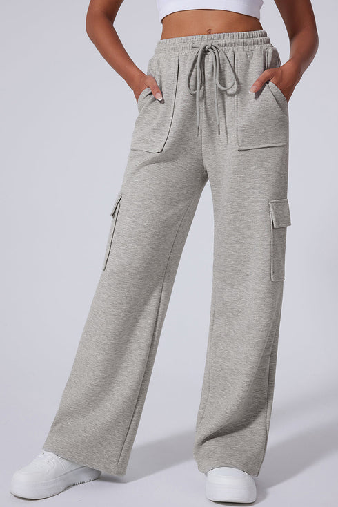 High Rise Wide Leg Knit Cargo Sweatpants
