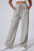 High Rise Wide Leg Knit Cargo Sweatpants