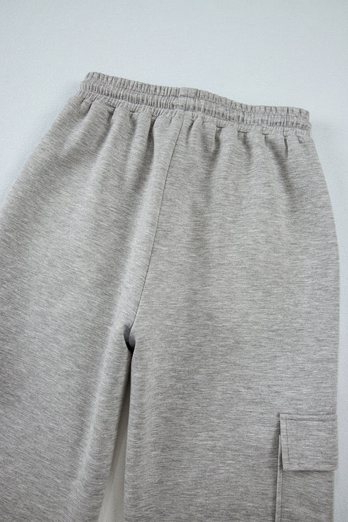 High Rise Wide Leg Knit Cargo Sweatpants