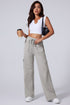 High Rise Wide Leg Knit Cargo Sweatpants