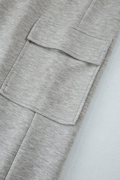 High Rise Wide Leg Knit Cargo Sweatpants