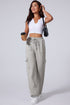 High Rise Wide Leg Knit Cargo Sweatpants