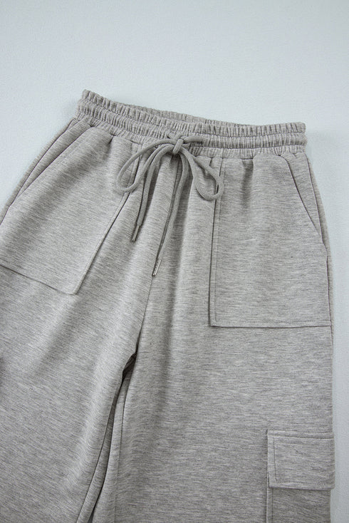 High Rise Wide Leg Knit Cargo Sweatpants