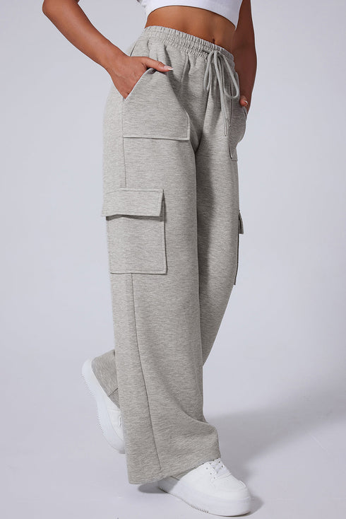 High Rise Wide Leg Knit Cargo Sweatpants