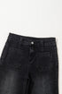 High Rise Wide Leg Pocketed Stretch Denim Jeans