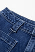 High Rise Wide Leg Pocketed Stretch Denim Jeans