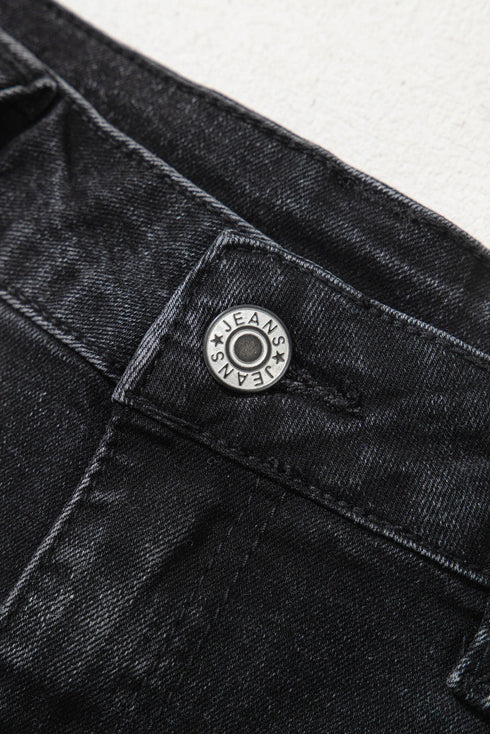 High Rise Wide Leg Pocketed Stretch Denim Jeans