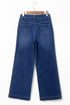 High Rise Wide Leg Pocketed Stretch Denim Jeans