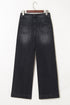 High Rise Wide Leg Pocketed Stretch Denim Jeans