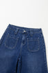 High Rise Wide Leg Pocketed Stretch Denim Jeans
