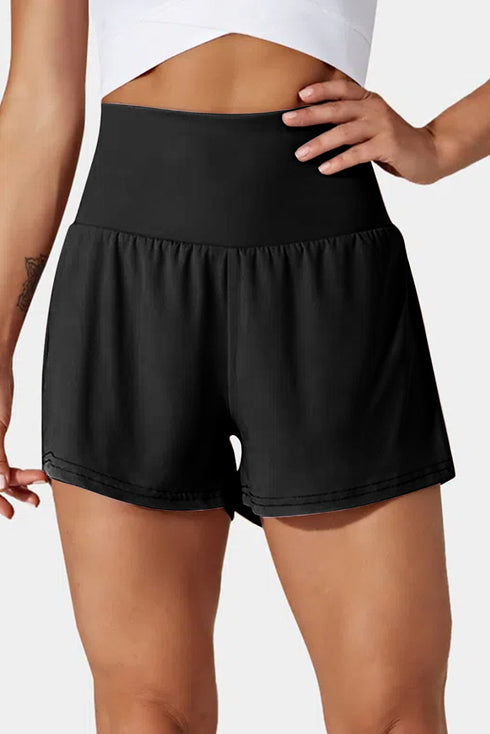 High Rise Wide Waistband Flowy Performance Shorts