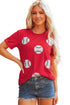 High Shine Sequin Striped Short Sleeve Rugby Tee