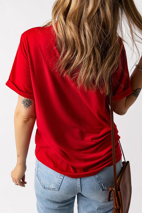 High Shine Sequin Striped Short Sleeve Rugby Tee
