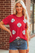 High Shine Sequin Striped Short Sleeve Rugby Tee