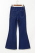 High Stretch Crossed Waist Flare Knit Denim Jeans