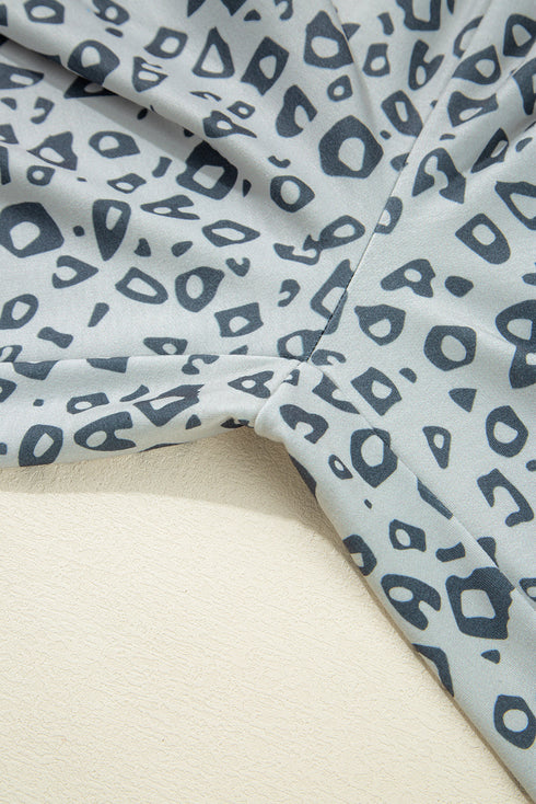 High Waist Abstract Animal Print Side Tie Cropped Pants