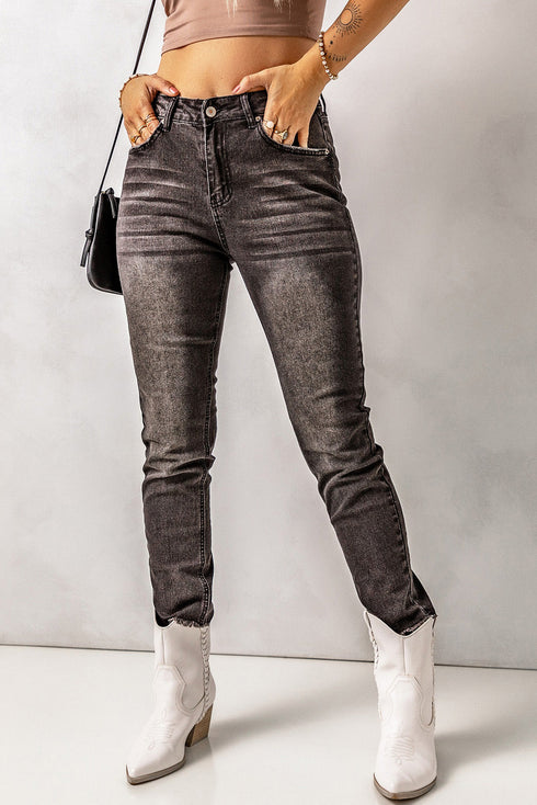 High Waist Ankle-Length Skinny Jeans