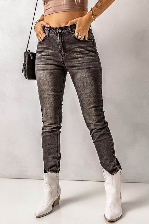 High Waist Ankle-Length Skinny Jeans