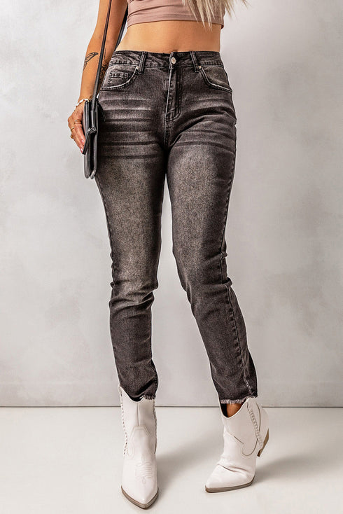 High Waist Ankle-Length Skinny Jeans