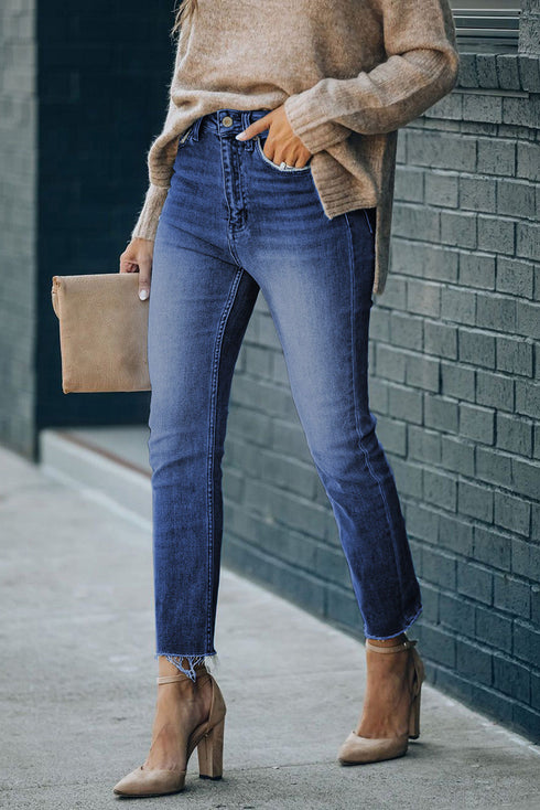 High Waist Ankle-Length Skinny Jeans