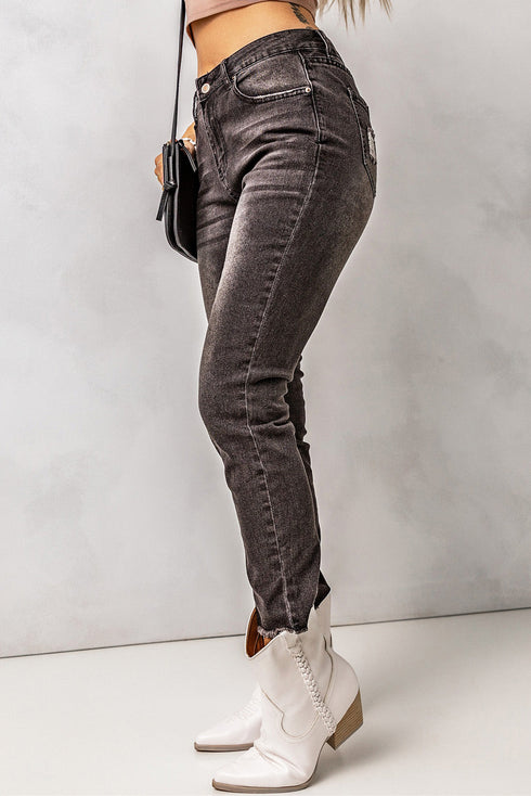 High Waist Ankle-Length Skinny Jeans
