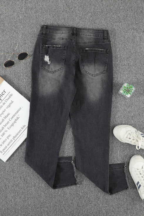 High Waist Ankle-Length Skinny Jeans