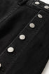 High Waist Button Fly Side Split Denim Midi Skirt