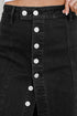 High Waist Button Fly Side Split Denim Midi Skirt